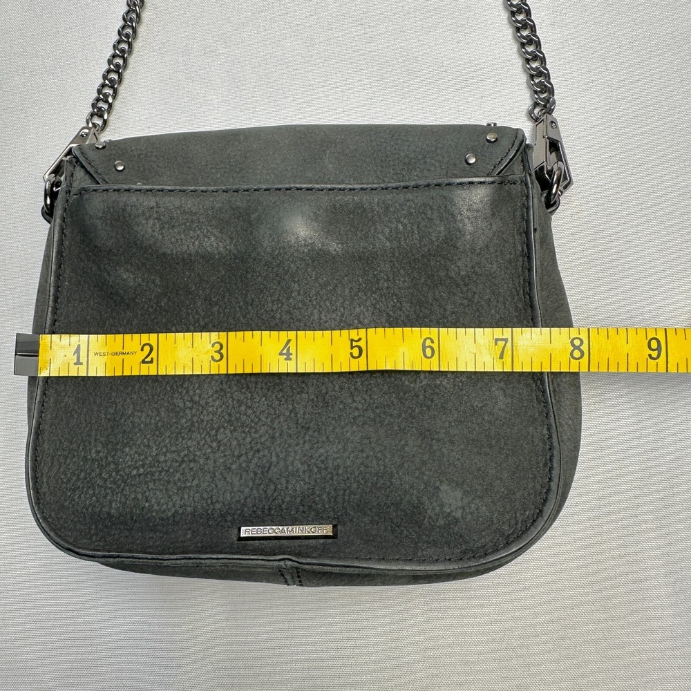Rebecca Minkoff Purse S Charcoal Suede Studded Chain Crossbody Velvety‎ Baddie - Picture 15 of 16